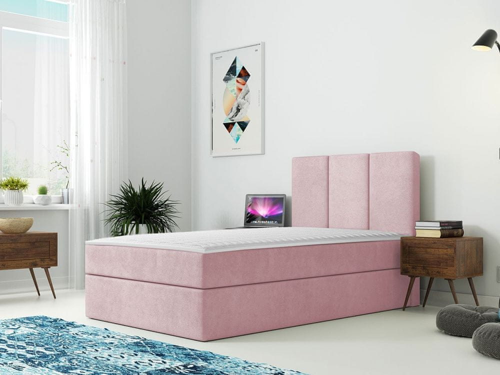 Veneti Kontinentálna detská posteľ 100x200 LOBO - ružová, ľavé prevedenie + topper ZDARMA